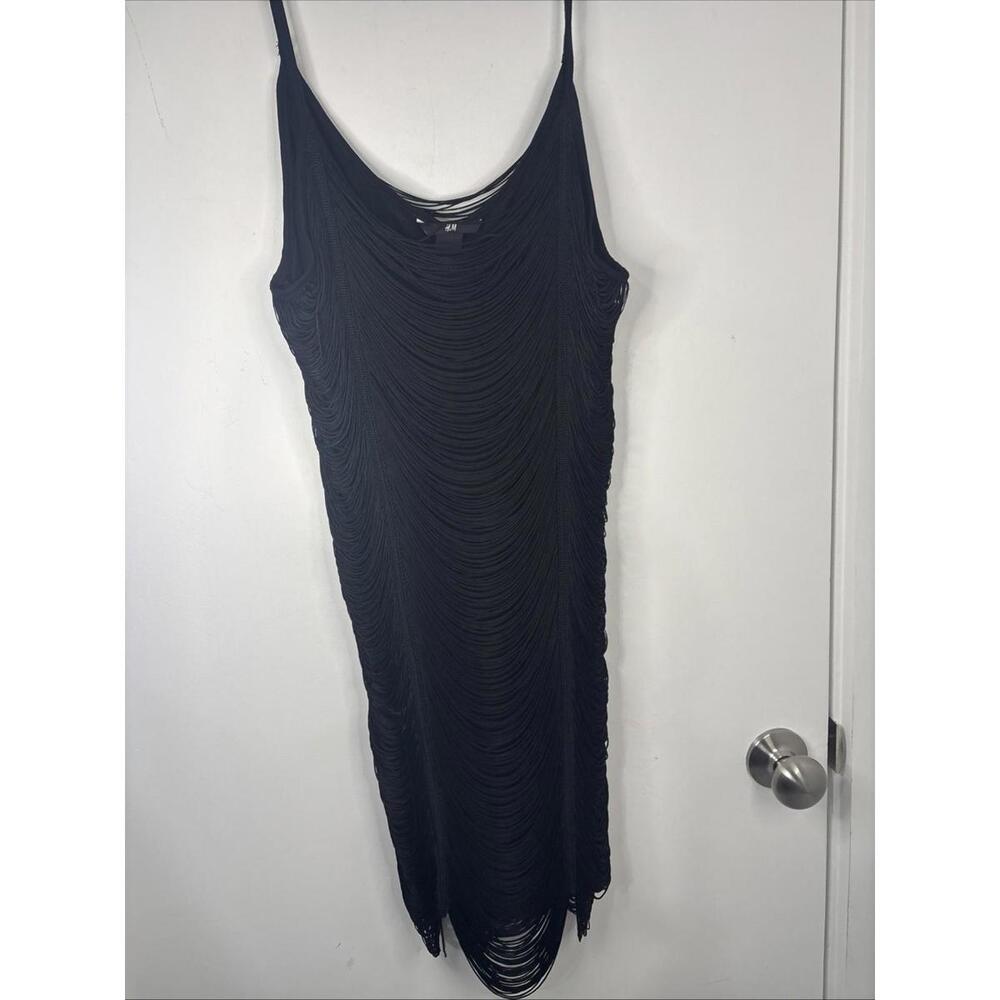 H & M‎ Black Slouch Fringe Cocktail Party Dress New With Tags Womens Size S